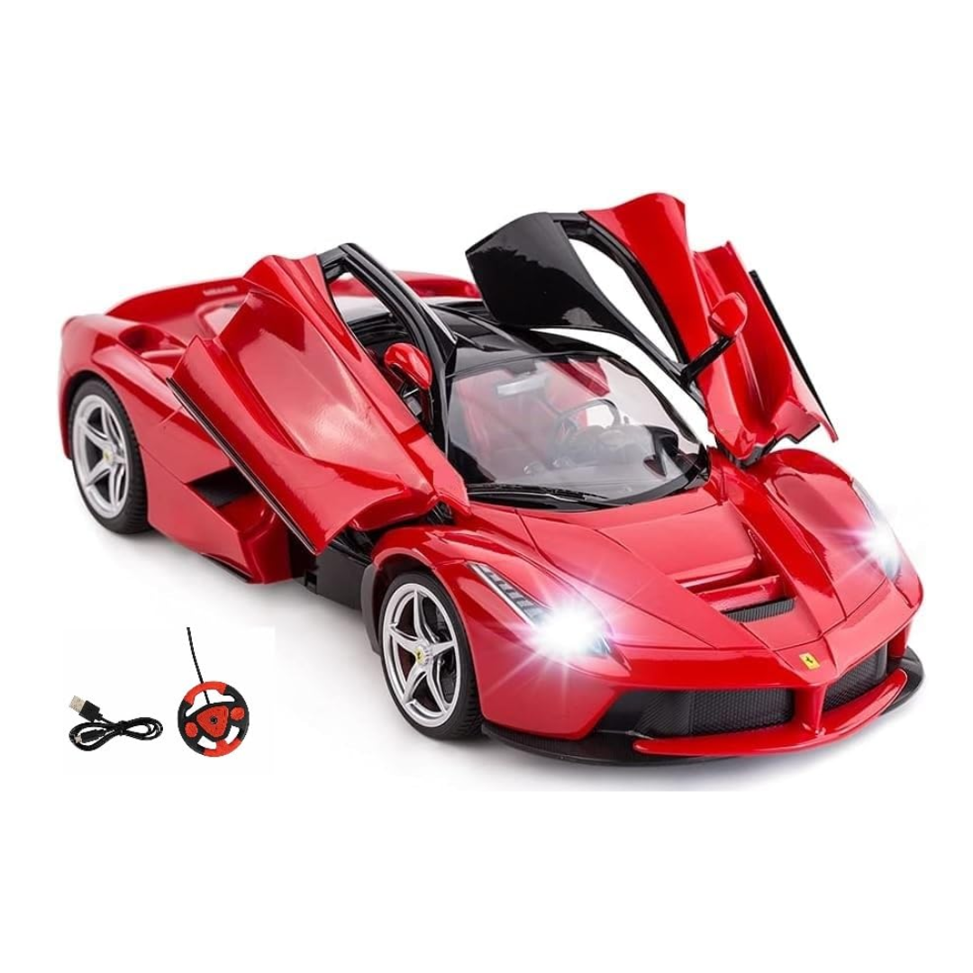 (Random color) 1:16 Scale Remote Control Rechargeable Racing Car – Booster Spray & Opening Doors