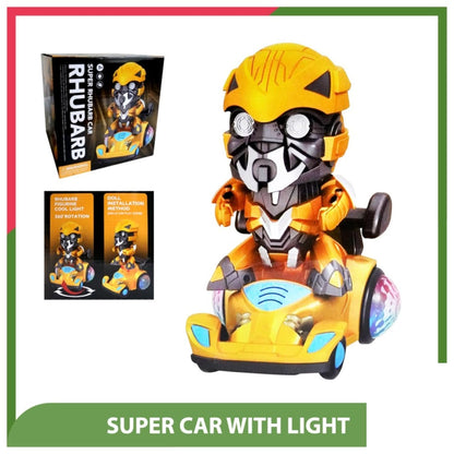 Super Stunt Robot Car Rhubarb – 3D Lightning, Music & Robot Conversion