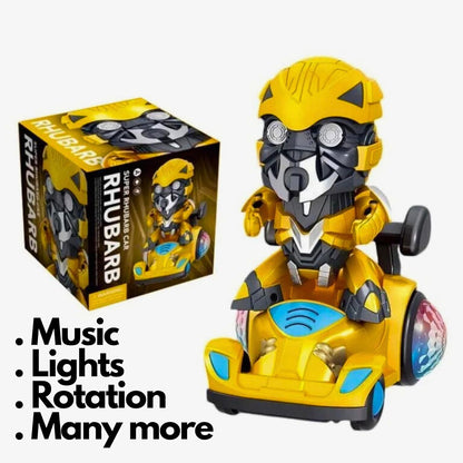 Super Stunt Robot Car Rhubarb – 3D Lightning, Music & Robot Conversion