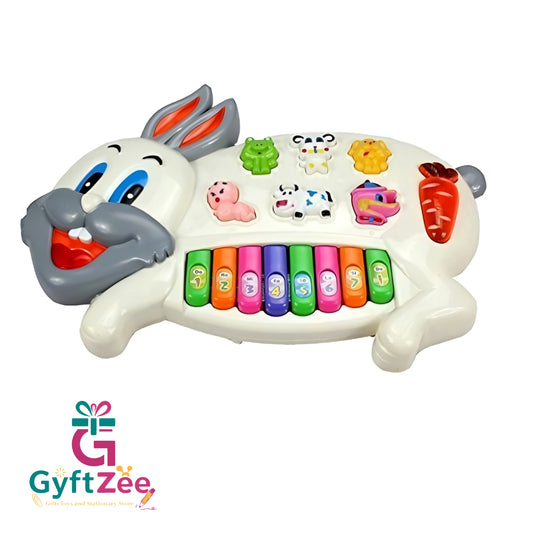 Rabbit Musical Piano with 3 Modes, Flashing Lights & Animal Sounds – Fun Learning Toy for Kids!