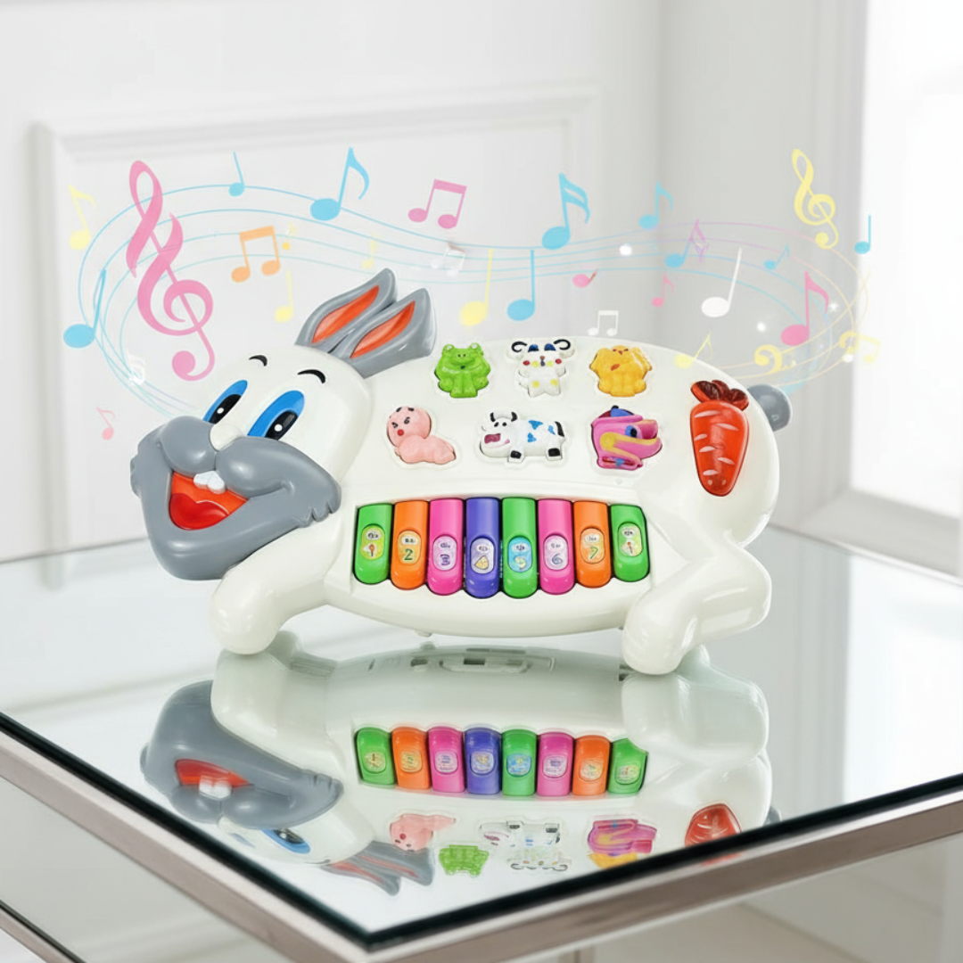 [Random color] Rabbit Musical Piano with 3 Modes, Flashing Lights & Sounds