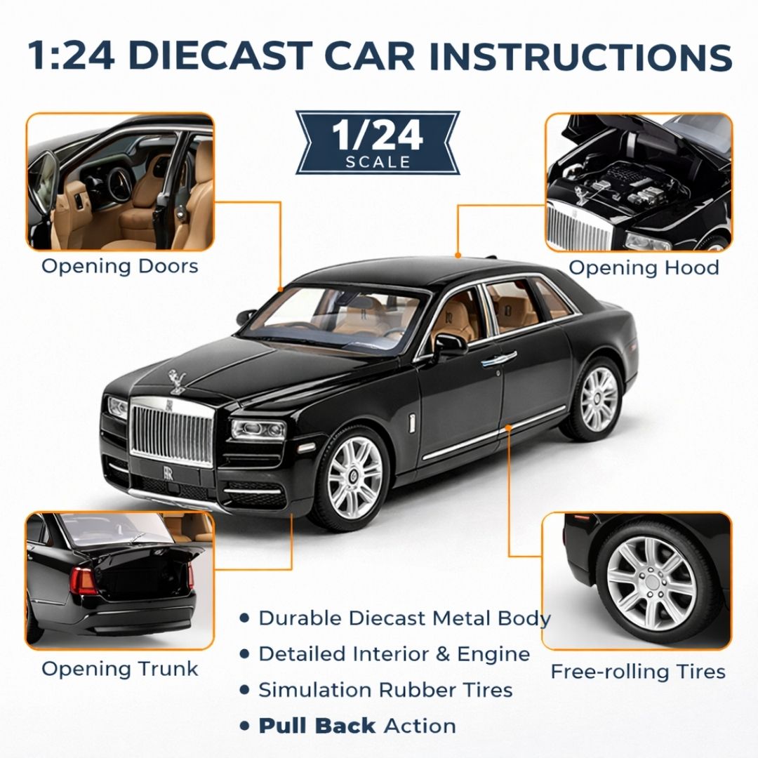 Assorted, 1 pcs] 1:24 Rolls-Royce die-cast Pull Back – gyftzee