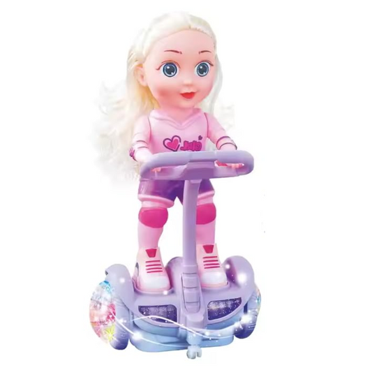 [Random color] Scooter Girl Toy with Lights & Music – Moving Dancing Doll with Colorful LED & Sound