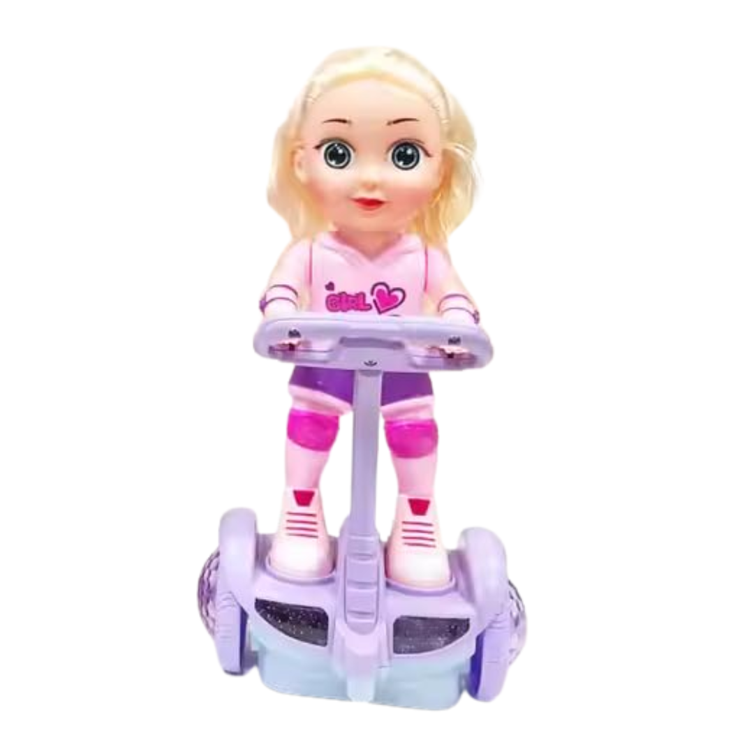 [Random color] Scooter Girl Toy with Lights & Music – Moving Dancing Doll with Colorful LED & Sound