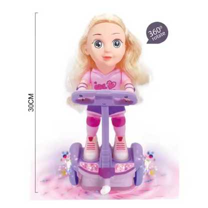 [Random color] Scooter Girl Toy with Lights & Music – Moving Dancing Doll with Colorful LED & Sound