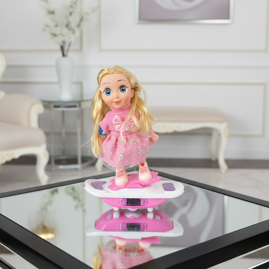 [Random color] Skateboard Girl Toy with Lights & Music – Moving Dancing Doll with Colorful LED & Sound