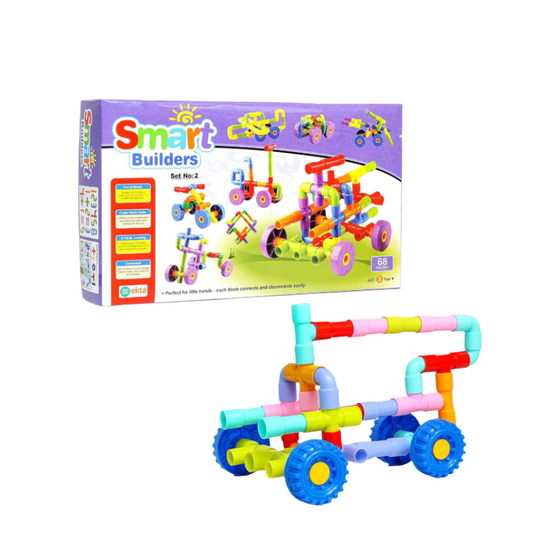 (Big Size, Multicolor) Smart Builders Building Blocks – 68 Pieces