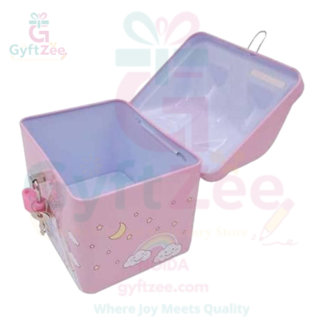 (Random color) Unicorn House Piggy Bank with Lock & Key | Return Gift