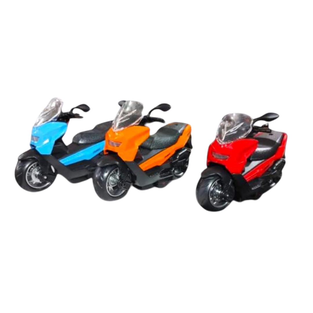 (Random Color, 1 pcs) Die-Cast Scooter Classic Car Model – Inertia Light & Music Toy for Kids 2-8 Years