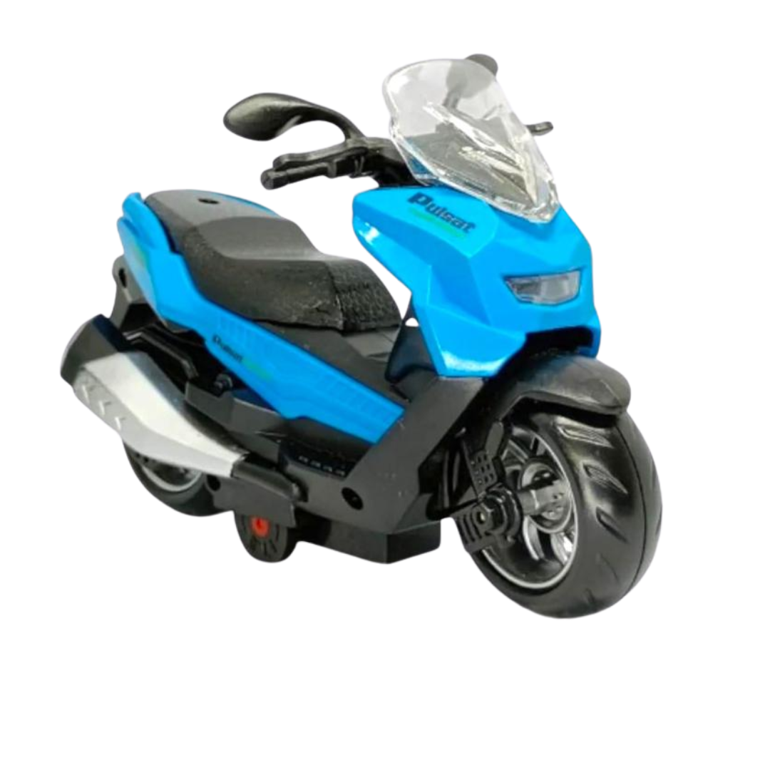 (Random Color, 1 pcs) Die-Cast Scooter Classic Car Model – Inertia Light & Music Toy for Kids 2-8 Years