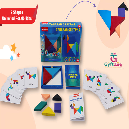 Tangram Crayons for Kids 5+ | DIY Puzzle & Creative Art Set | Educational & Fun Toy