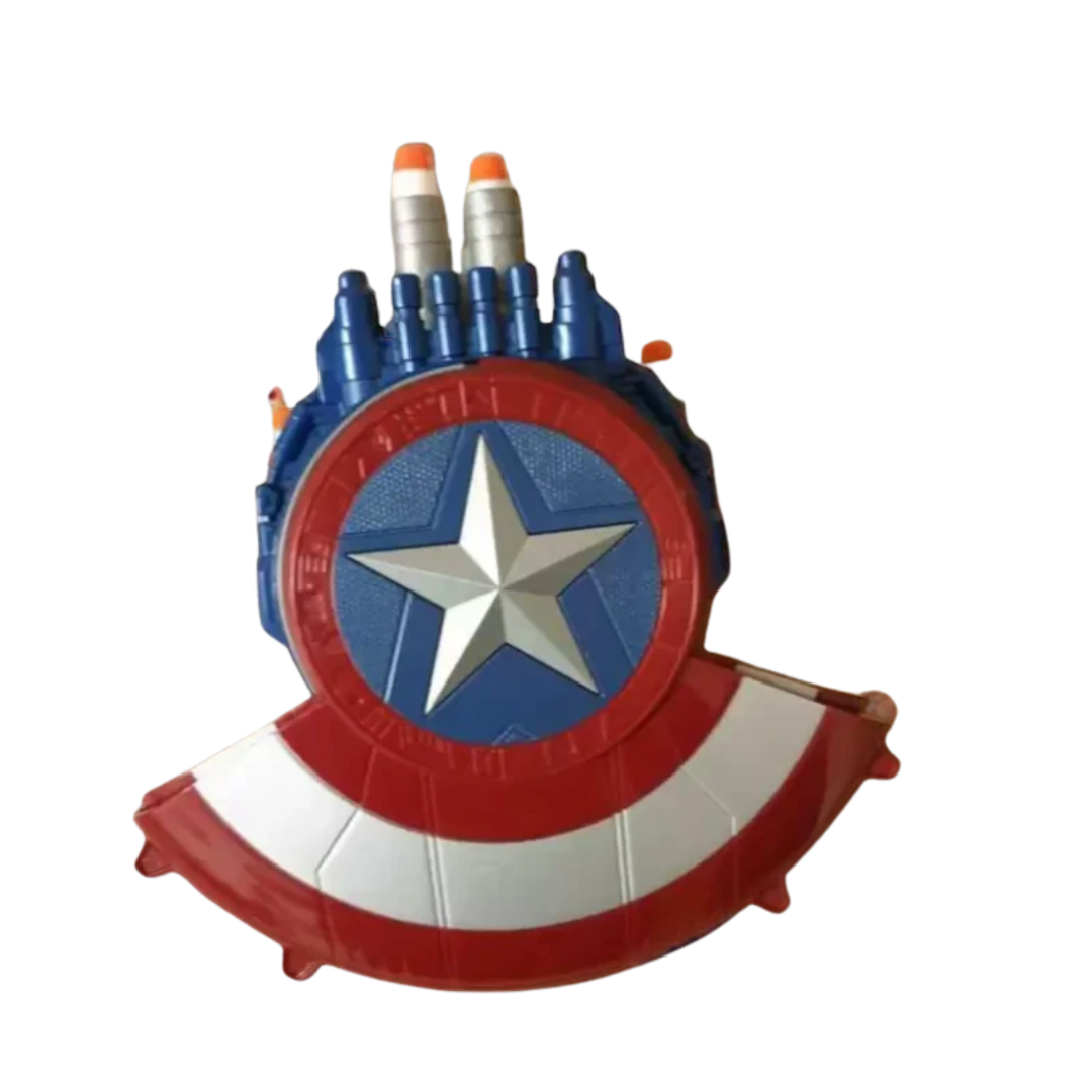 Space Battle Cannon Shield Toy Gun – Captain America Soft Bullet Blaster with Shield