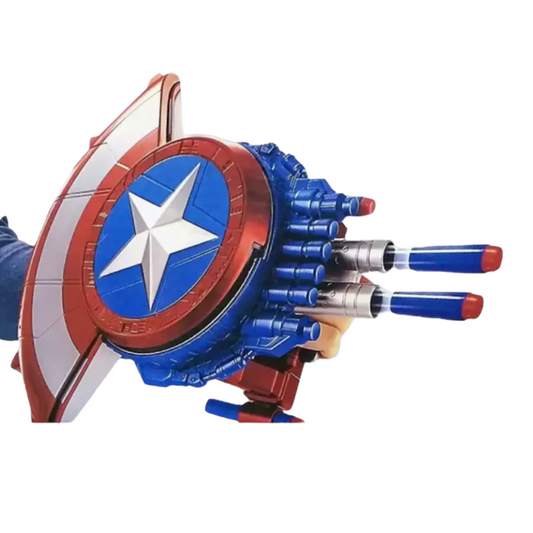 Space Battle Cannon Shield Toy Gun – Captain America Soft Bullet Blaster with Shield