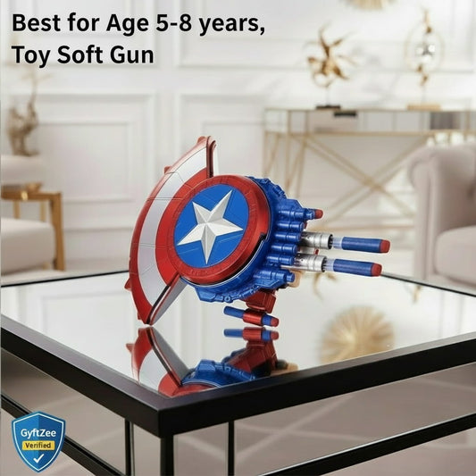 Space Battle Cannon Shield Toy Gun – Captain America Soft Bullet Blaster with Shield