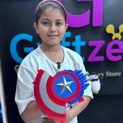 Space Battle Cannon Shield Toy Gun – Captain America Soft Bullet Blaster with Shield