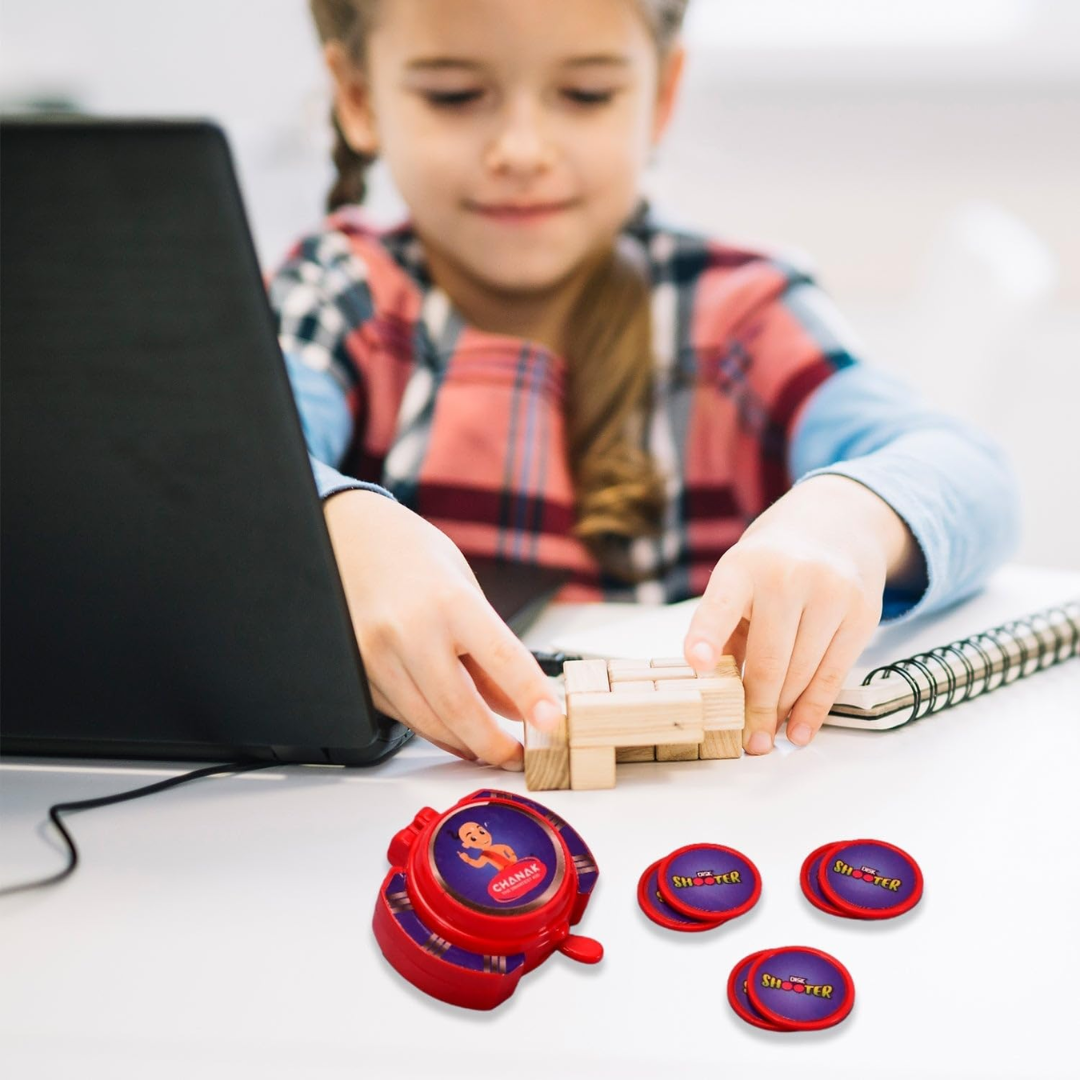 [Random design 2 Pencil] PLUS Hand Disc Shooter Toy for Kids – Superhero Style Wrist Launcher with Flying Discs