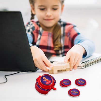 [Random design 2 Pencil] PLUS Hand Disc Shooter Toy for Kids – Superhero Style Wrist Launcher with Flying Discs