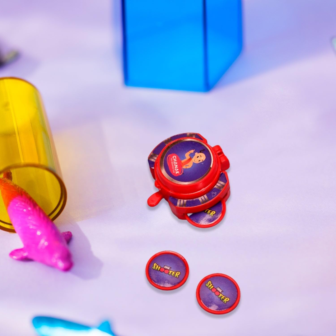 [Random design 2 Pencil] PLUS Hand Disc Shooter Toy for Kids – Superhero Style Wrist Launcher with Flying Discs
