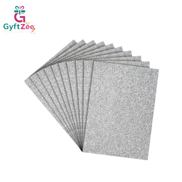 GLITTER SHEETS A4 GUMMING Silver Colour (1 packet = 10 sheets)