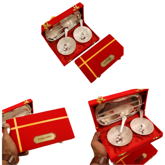 Exquisite German Silver Plated 2 Bowl Set in Premium Jewellery Box – Perfect Diwali Gift