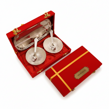 Exquisite German Silver Plated 2 Bowl Set in Premium Jewellery Box – Perfect Diwali Gift