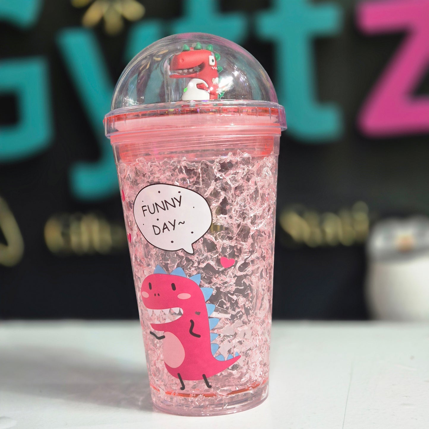 Transparent Glass Sipper for Girls – 500ml, Leak-Proof (Random Color)