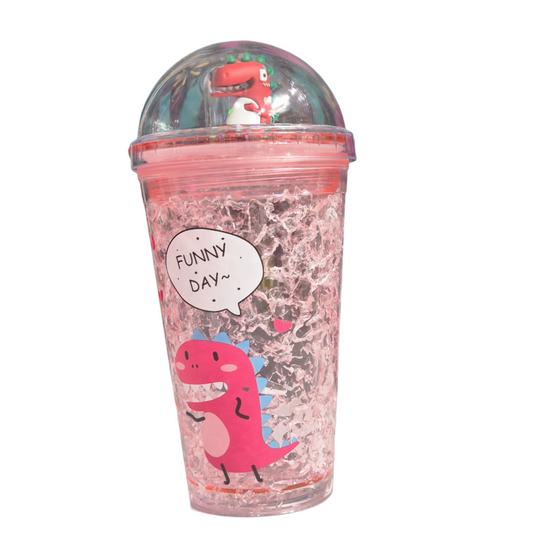 Transparent Glass Sipper for Girls – 500ml, Leak-Proof (Random Color)