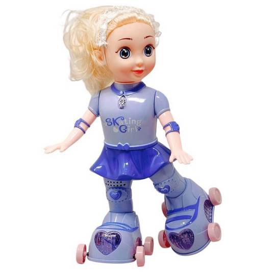 [Random color] Skating Girl Toy with Lights & Music – Moving Dancing Doll with Colorful LED & Sound