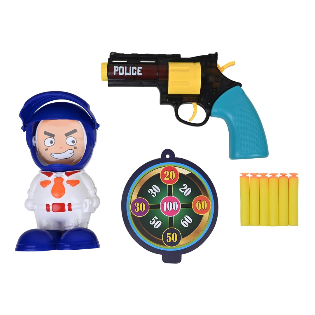 Soft Bullet Toy Gun with Target Figure – Small Safe Shooting Game for Kids