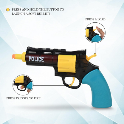 Soft Bullet Toy Gun with Target Figure – Small Safe Shooting Game for Kids