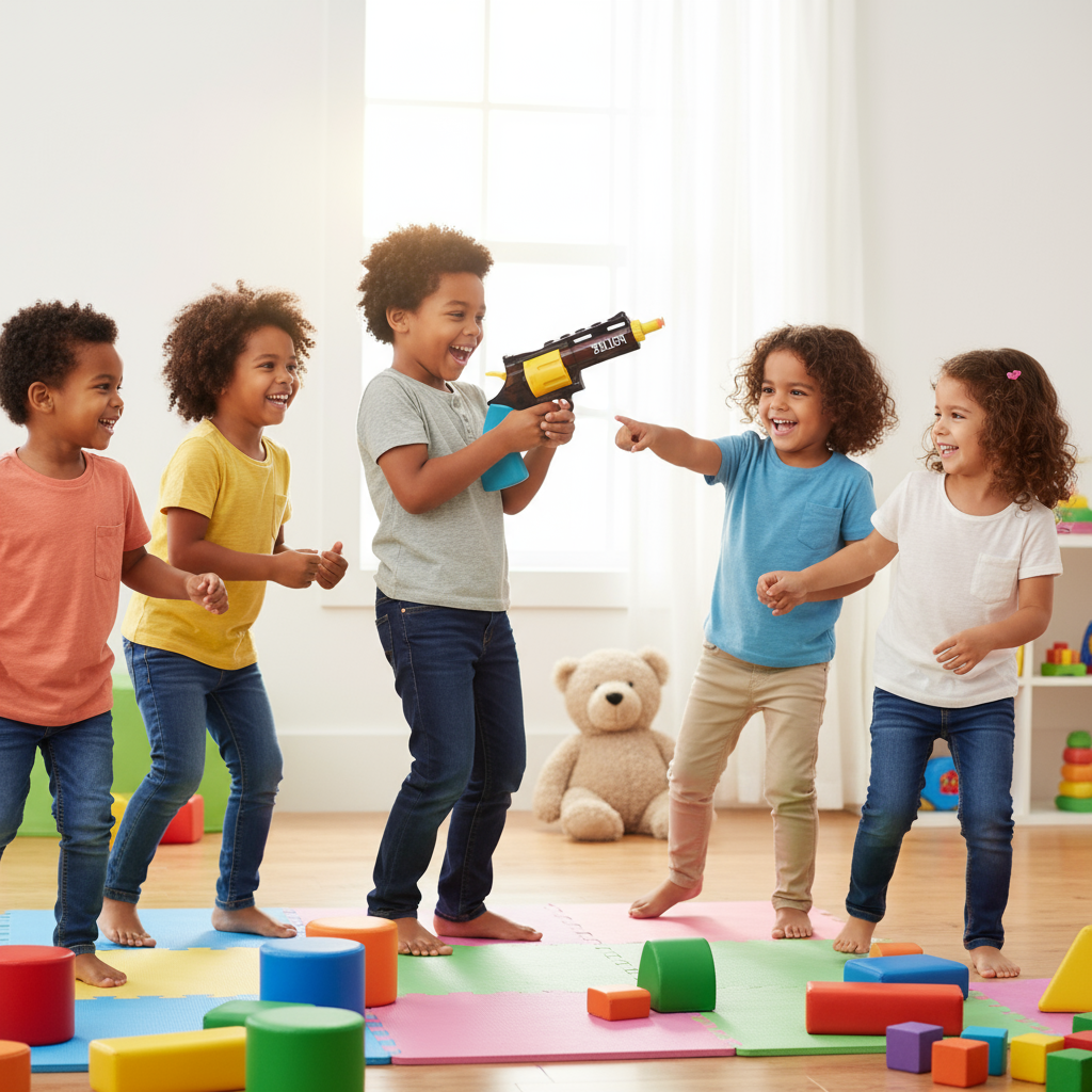 Soft Bullet Toy Gun with Target Figure – Small Safe Shooting Game for Kids