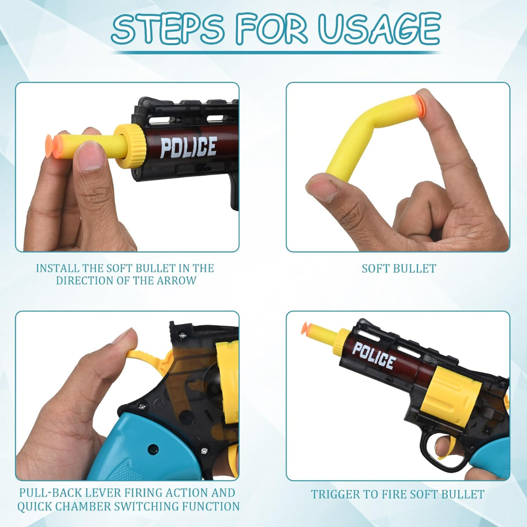 Soft Bullet Toy Gun with Target Figure – Small Safe Shooting Game for Kids