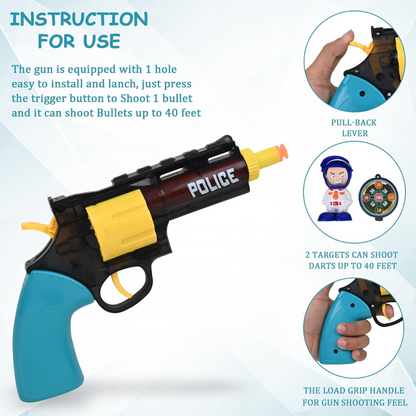 Soft Bullet Toy Gun with Target Figure – Small Safe Shooting Game for Kids