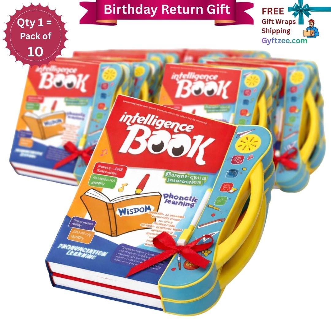 Packaged 'intelligence Book' with promotional text on a white background