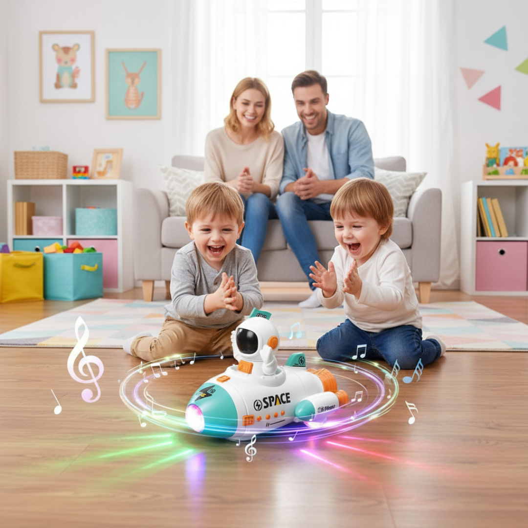 [Random color] Space Rocket Car | Lights, Music & 360° [0-7 years]