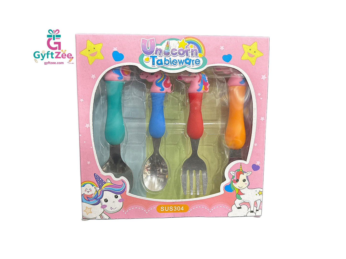 Stainless Steel Unicorn Spoon and Fork Set for Kids – 4-Piece Fete Propz Cutlery Set