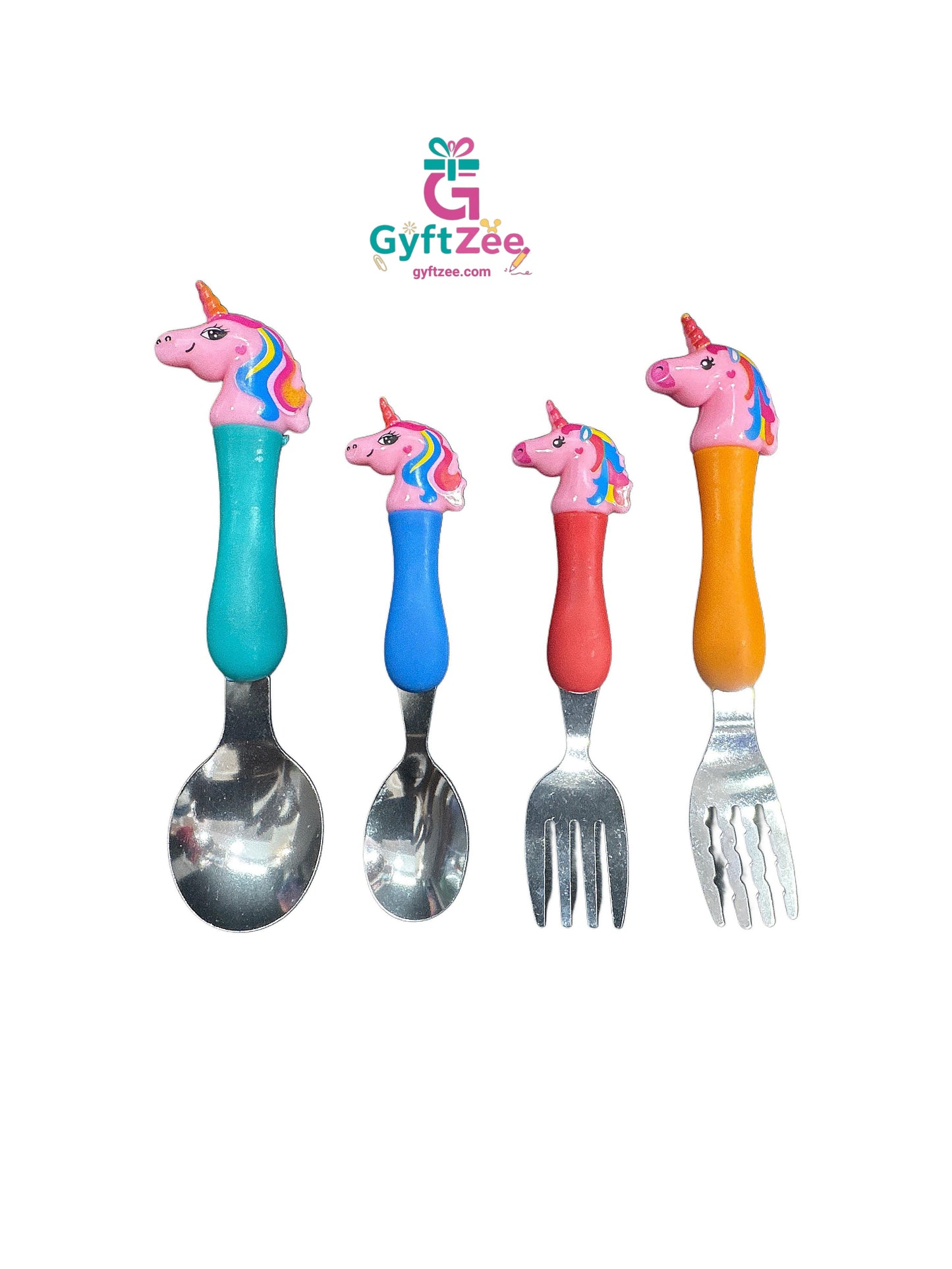 Stainless Steel Unicorn Spoon and Fork Set for Kids – 4-Piece Fete Propz Cutlery Set