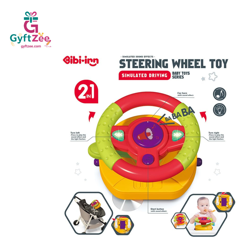 Early Education Simulation Steering Wheel Toy for Kids | Adjustable Music & Light Toy for Walkers & More