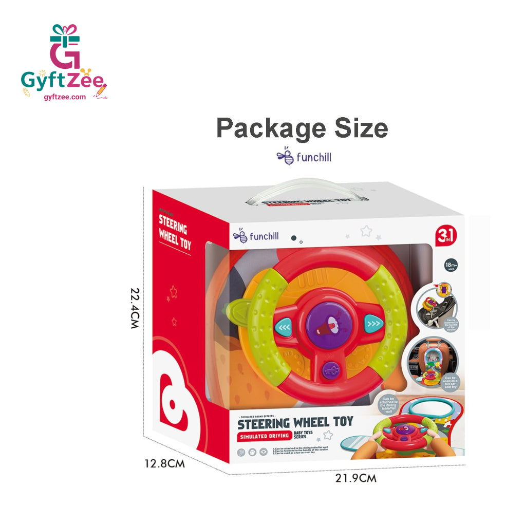 Early Education Simulation Steering Wheel Toy for Kids | Adjustable Music & Light Toy for Walkers & More