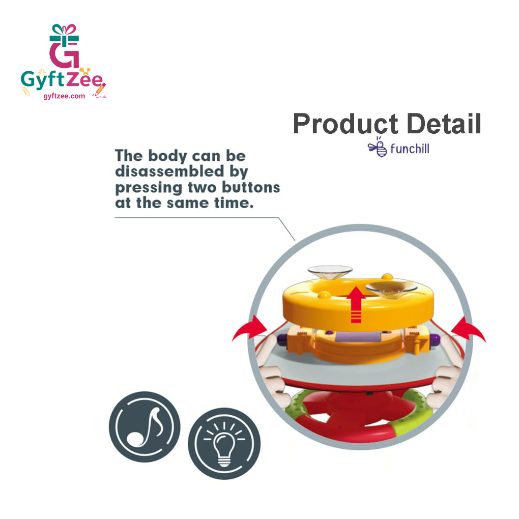 Early Education Simulation Steering Wheel Toy for Kids | Adjustable Music & Light Toy for Walkers & More