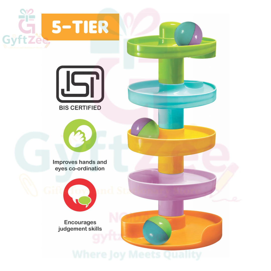 ToyMate Baby Spiral Fun – 5-Tier Rolling Ball Activity for Infants & Toddlers