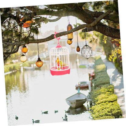[Random design/colour] Talking Chirping Bird Toy in Hanging Cage