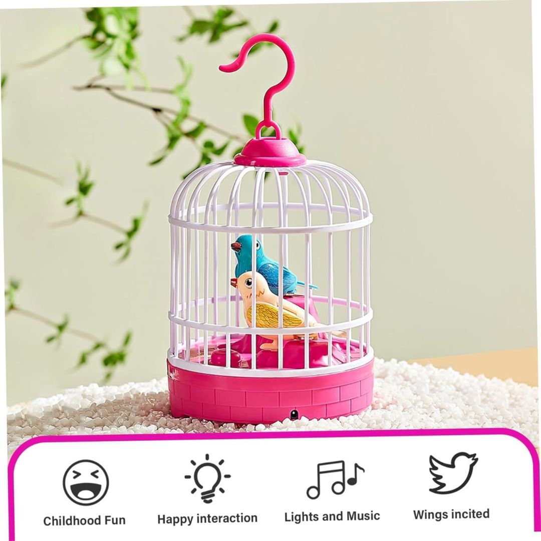 [Random design/colour] Talking Chirping Bird Toy in Hanging Cage