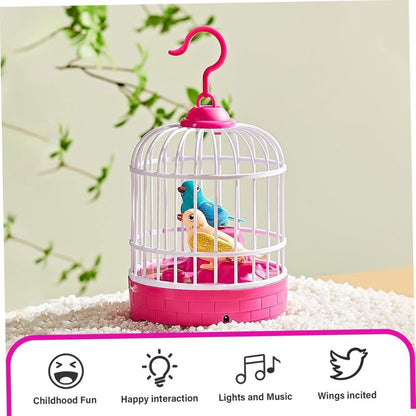 [Random design/colour] Talking Chirping Bird Toy in Hanging Cage