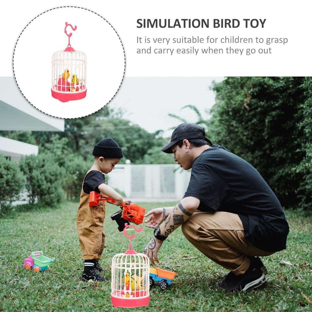[Random design/colour] Talking Chirping Bird Toy in Hanging Cage