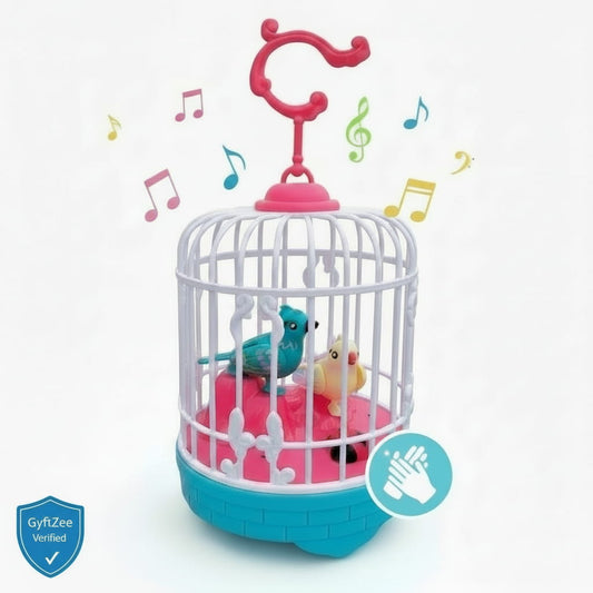 [Random design/colour] Chirping Bird Toy in Hanging Cage