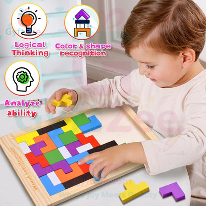 Wooden Russian Blocks Tetris Puzzle | Brain-Boosting Game for Kids