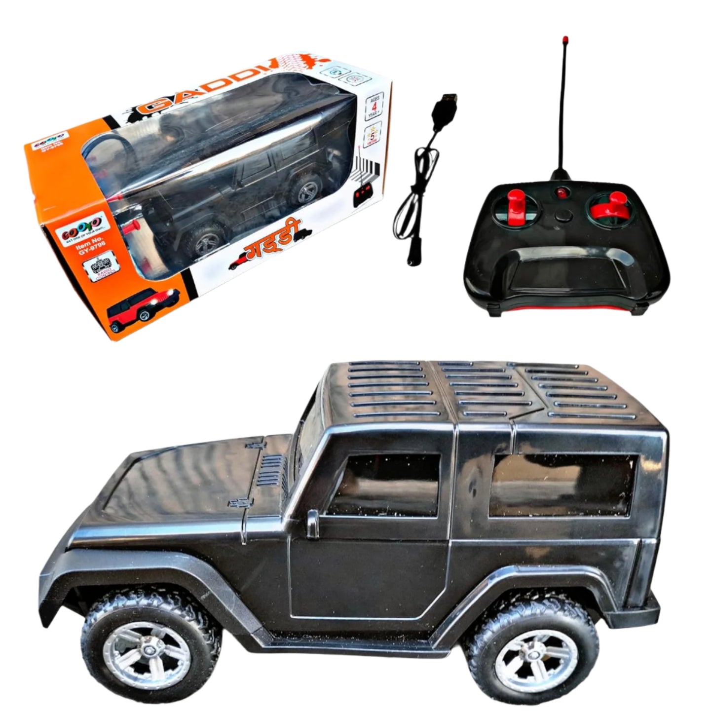 Remote Control Thar Toy Car – Rechargeable with Lights & Music