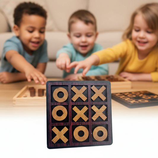 Tic Tac Toe Game – Premium Bamboo 7x7” Eco-Friendly Classic Board Game for Kids & Family Fun