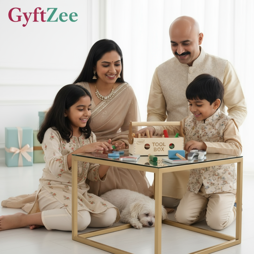 Wooden Tool Box Set for Kids | 7-Piece Pretend Play Construction Kit | Safe, Educational Toy for Ages 3+